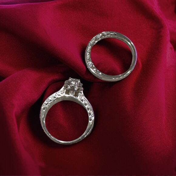 1 Carat CZ Engagement Ring & Wedding Band Set Size 9.5 - Picture 5 of 6